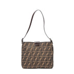 Shoulder Bag Square Slip Pocket Shoulder Tote Brown Zucca Canvas