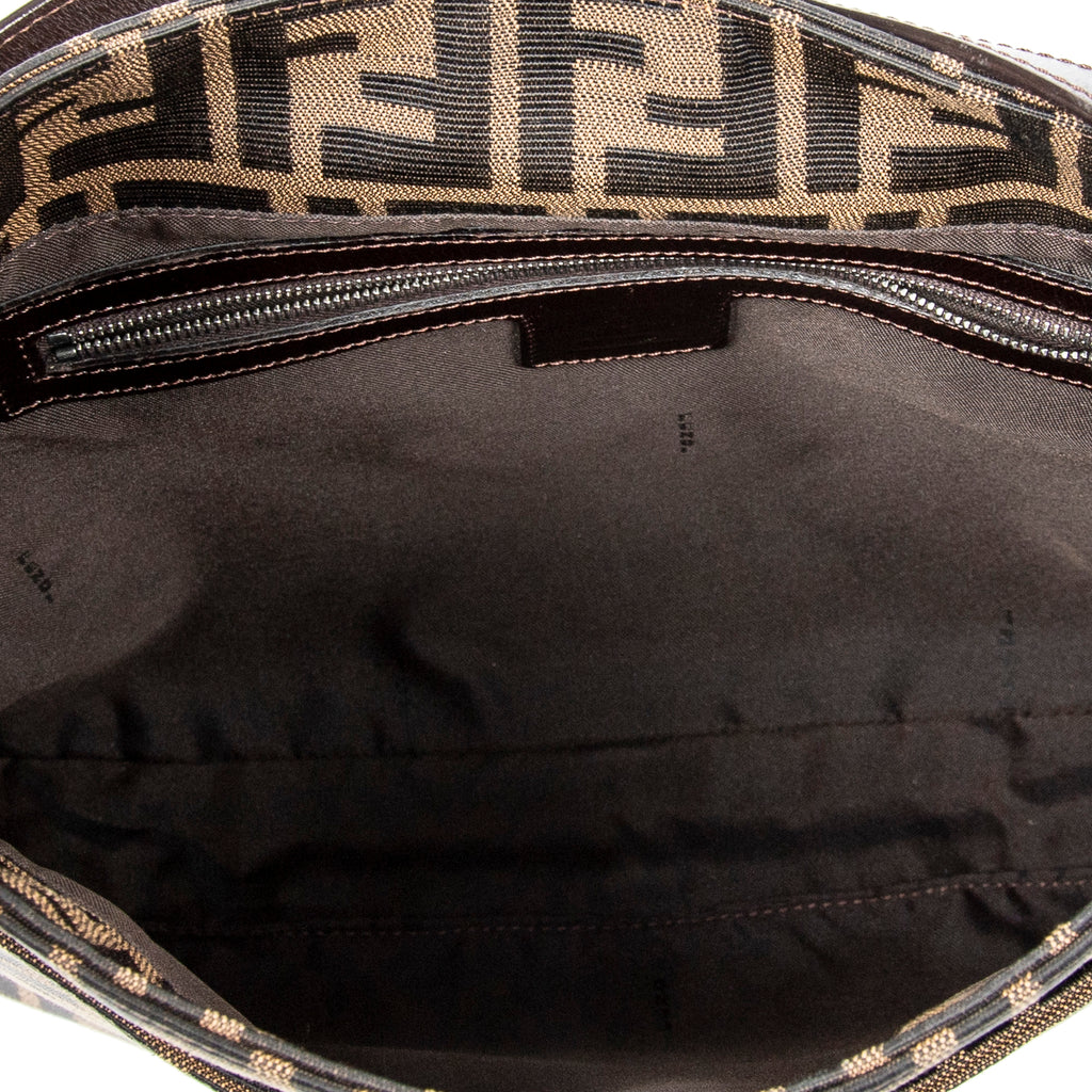 Shoulder Bag Square Slip Pocket Shoulder Tote Brown Zucca Canvas