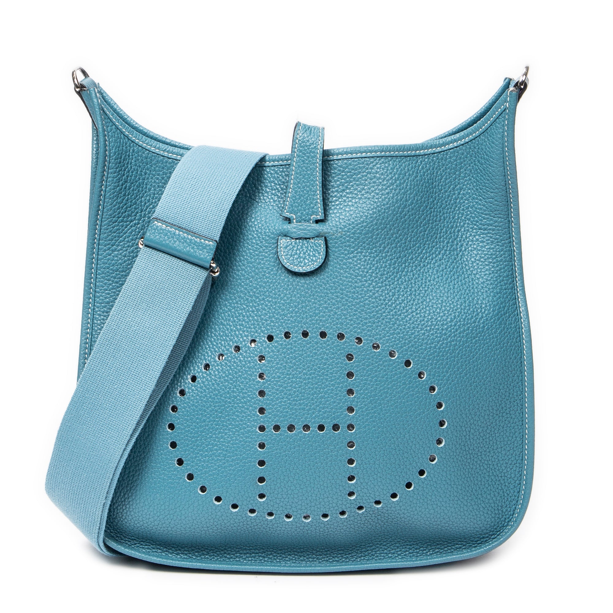 Shoulder Bag Evelyne III GM Blue Jean Clemence Leather