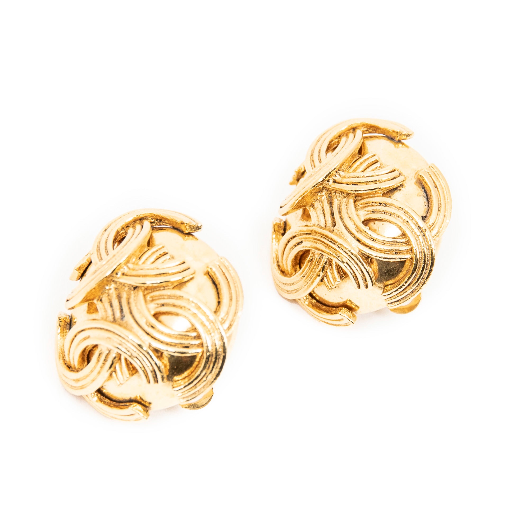 Earrings CC Round Clip On Earrings Gold Gold Plated