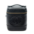 Bolso de mano CC Tall Vanity Case Piel de caviar negra