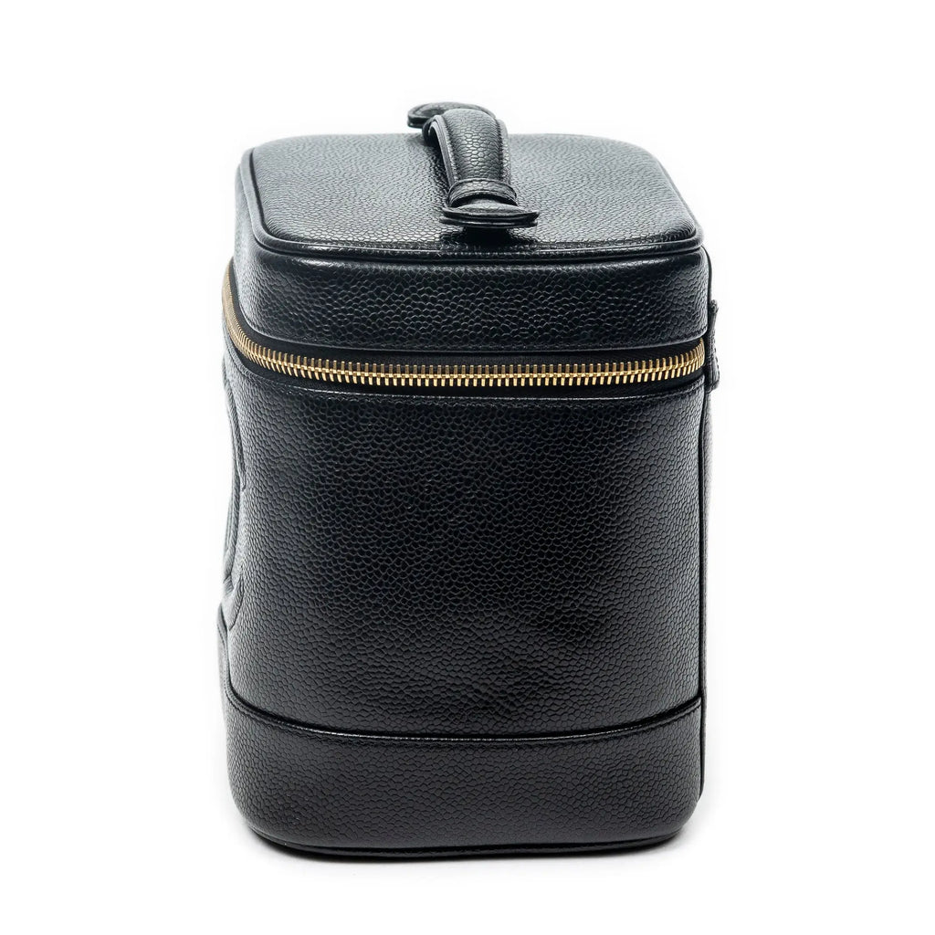 Bolso de mano CC Tall Vanity Case Piel de caviar negra