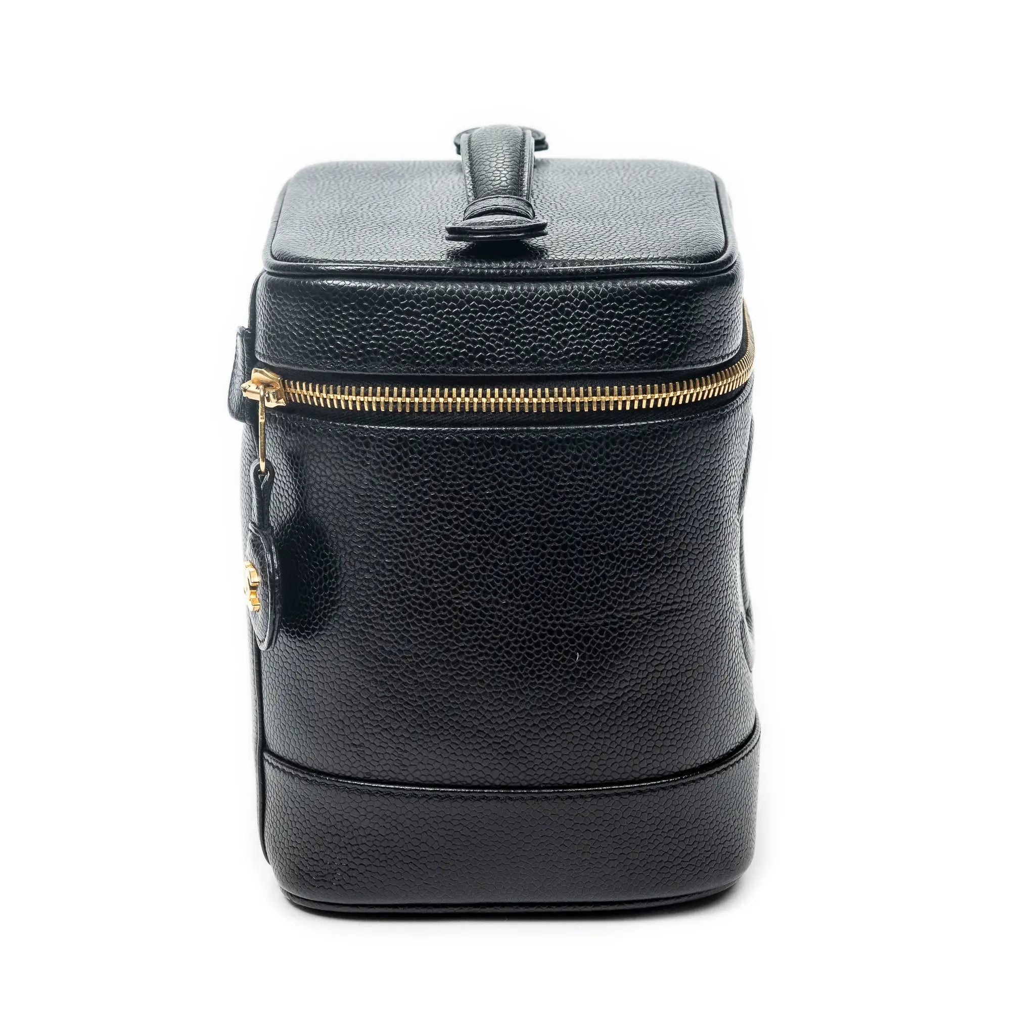 Bolso de mano CC Tall Vanity Case Piel de caviar negra
