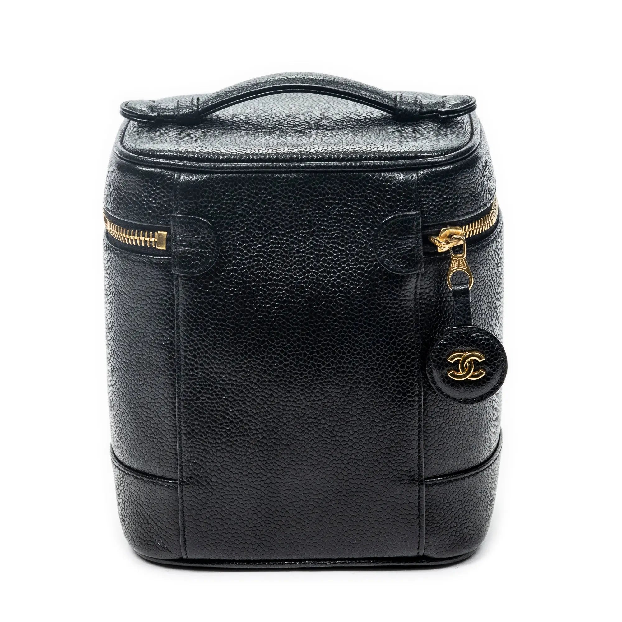 Bolso de mano CC Tall Vanity Case Piel de caviar negra