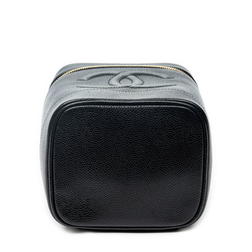 Bolso de mano CC Tall Vanity Case Piel de caviar negra
