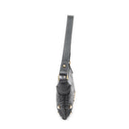 Shoulder Bag Zip Pochette Black Embossed Calfskin Leather