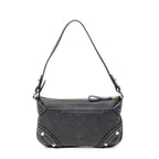 Shoulder Bag Zip Pochette Black Embossed Calfskin Leather