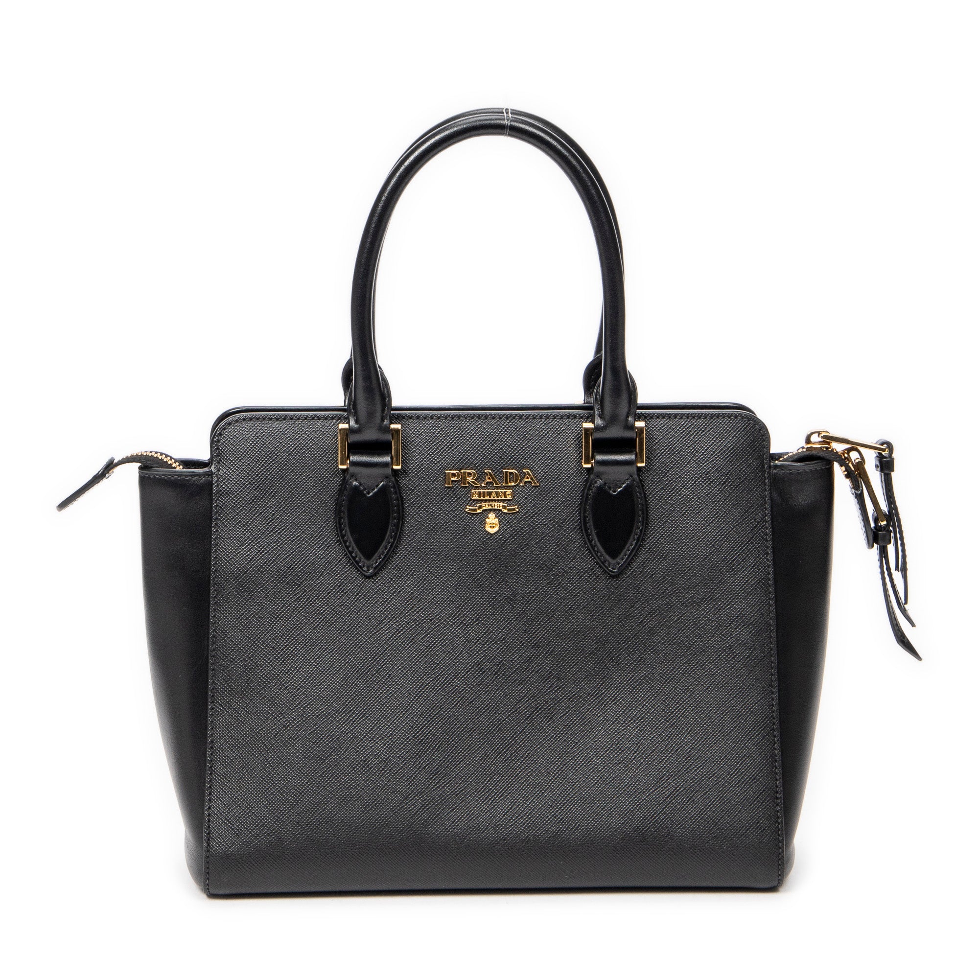 Shoulder Bag Small Top Handle Crossbody Black Saffiano Leather