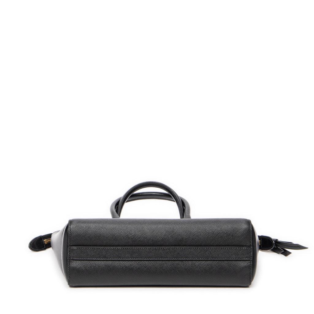 Shoulder Bag Small Top Handle Crossbody Black Saffiano Leather