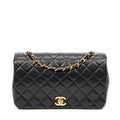 Shoulder Bag Mademoiselle Full Flap Black Quilted Lambskin Leather