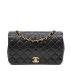 Shoulder Bag Mademoiselle Full Flap Black Quilted Lambskin Leather