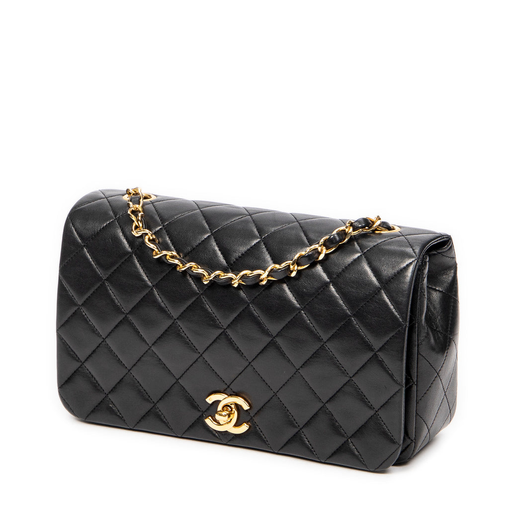 Shoulder Bag Mademoiselle Full Flap Black Quilted Lambskin Leather