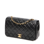 Shoulder Bag Mademoiselle Full Flap Black Quilted Lambskin Leather