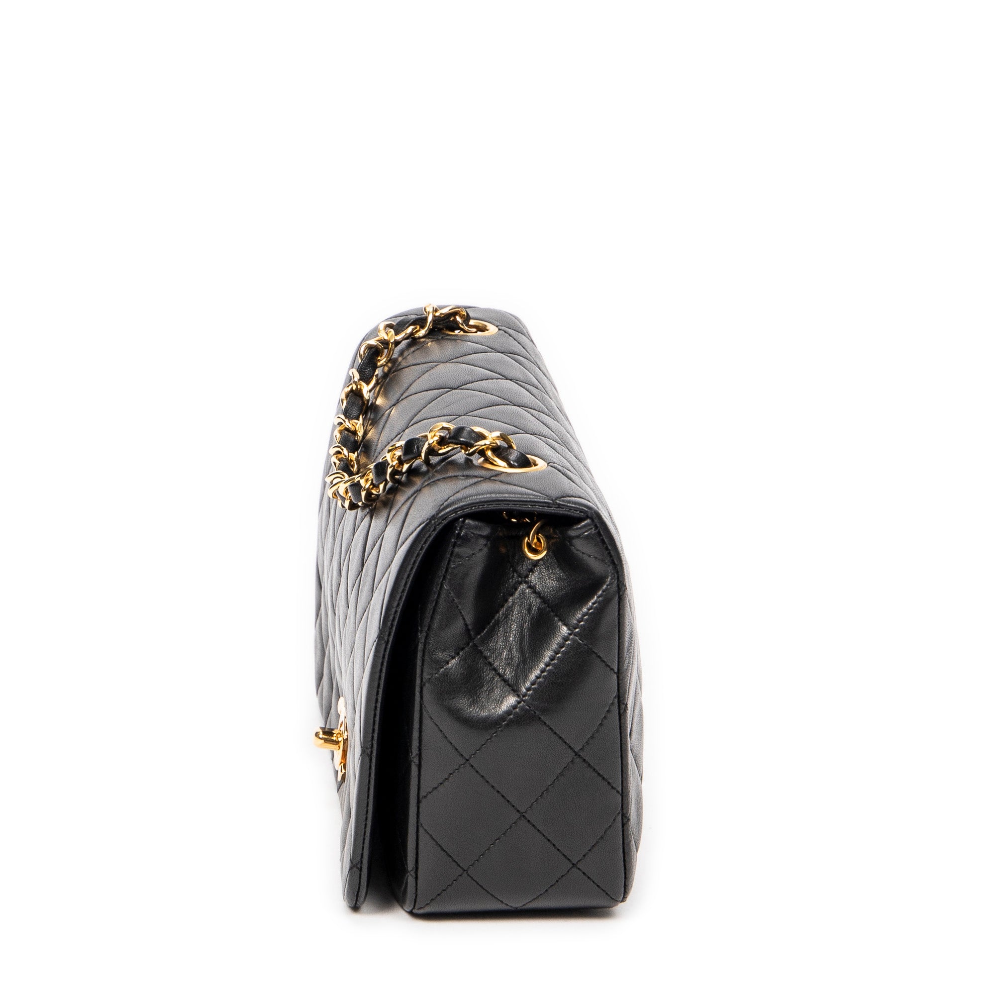 Shoulder Bag Mademoiselle Full Flap Black Quilted Lambskin Leather
