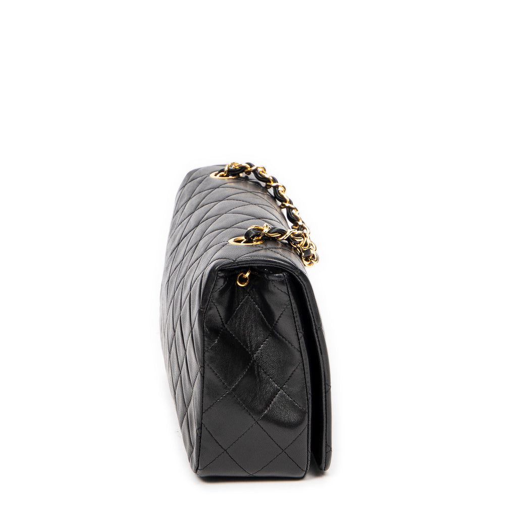 Shoulder Bag Mademoiselle Full Flap Black Quilted Lambskin Leather