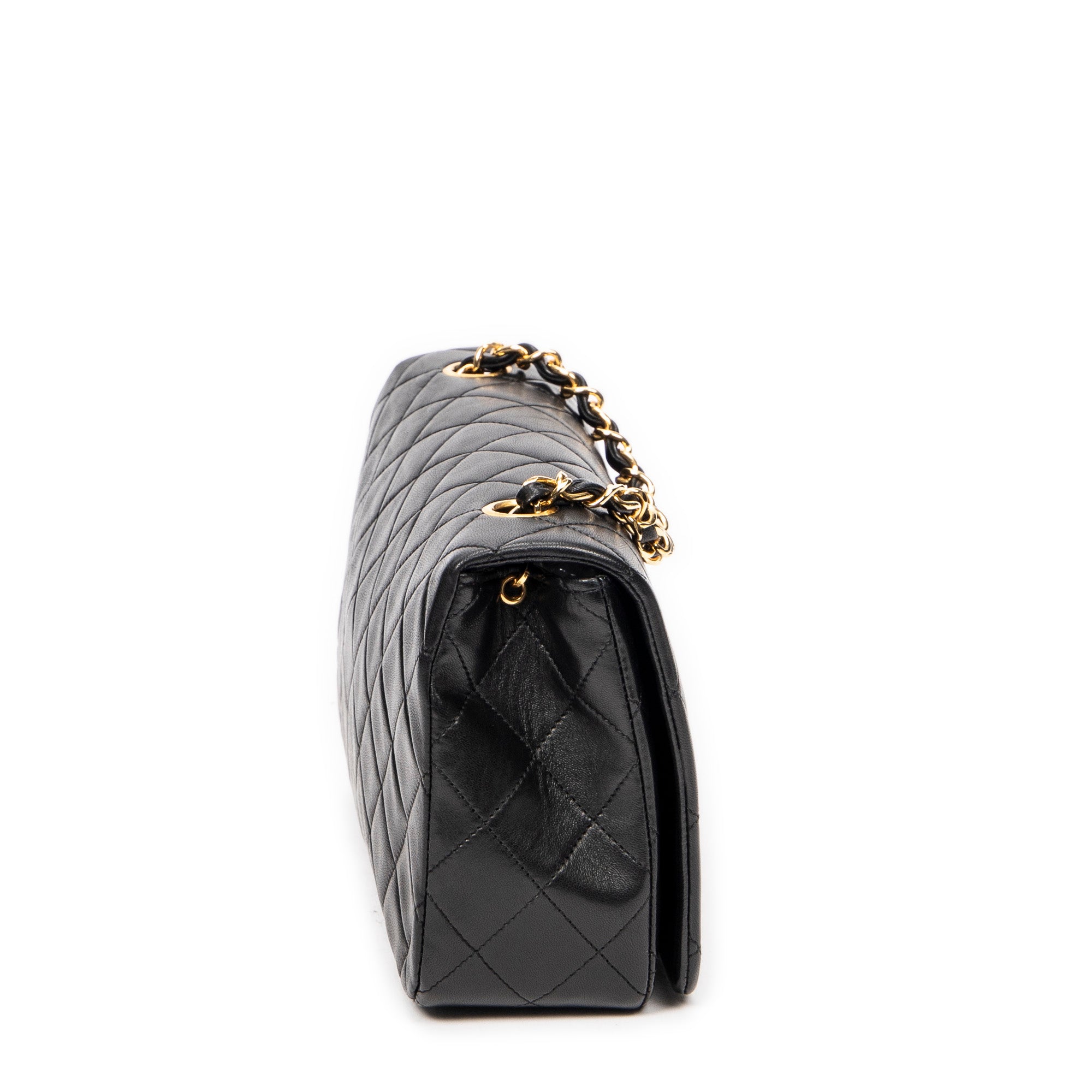 Shoulder Bag Mademoiselle Full Flap Black Quilted Lambskin Leather