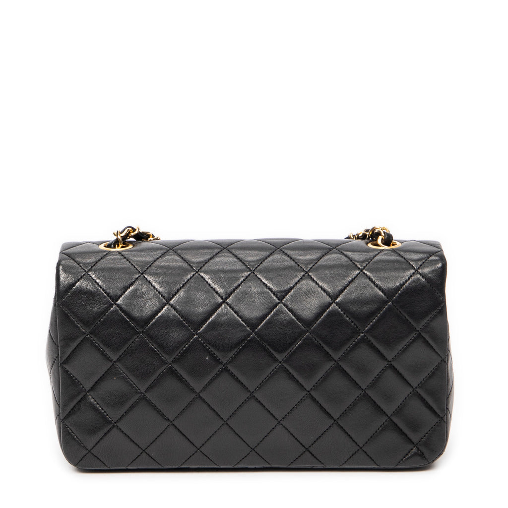 Shoulder Bag Mademoiselle Full Flap Black Quilted Lambskin Leather