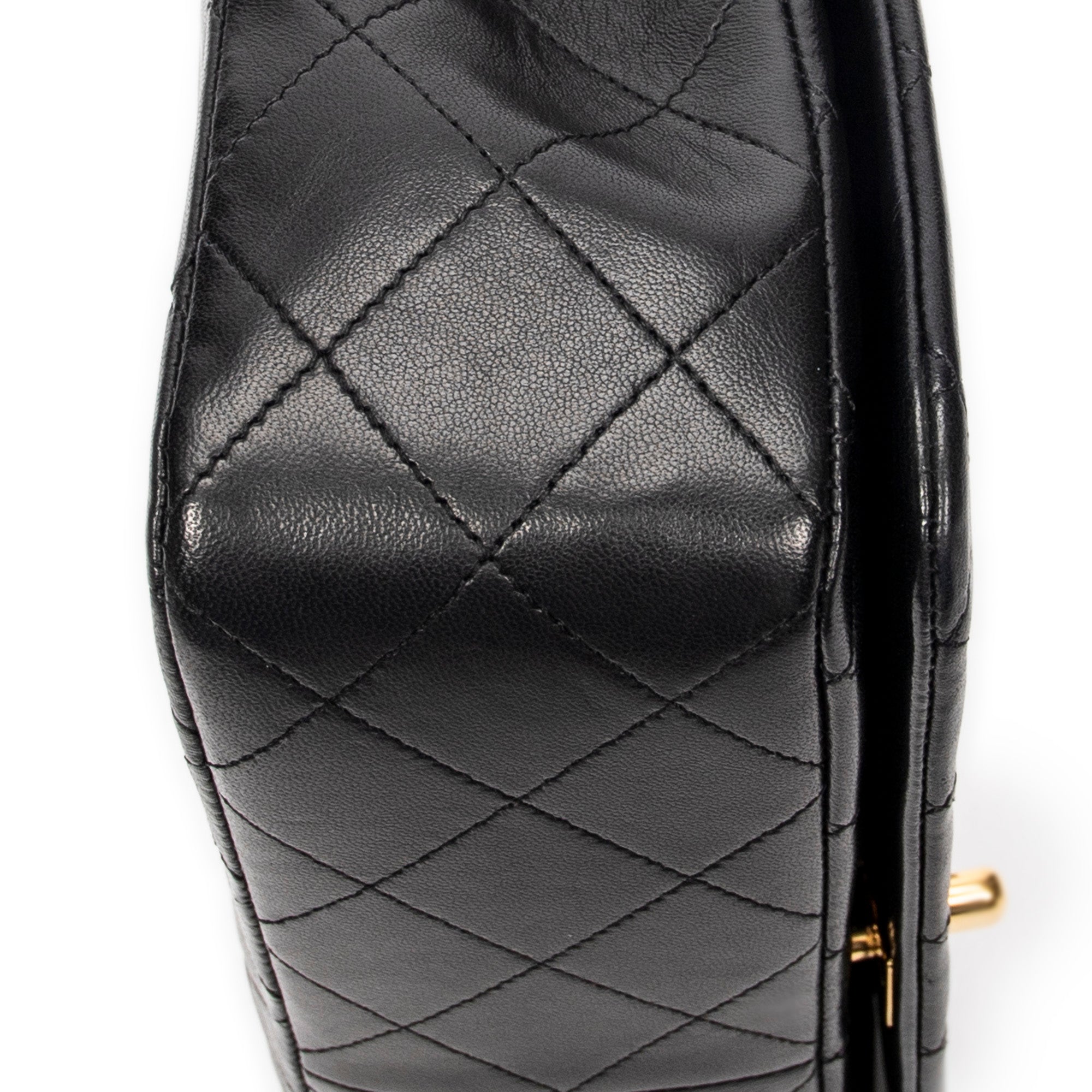 Shoulder Bag Mademoiselle Full Flap Black Quilted Lambskin Leather