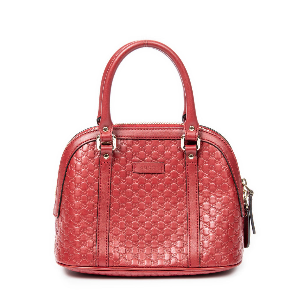 Shoulder Bag Mini Dome Tote Red Microguccissima Leather