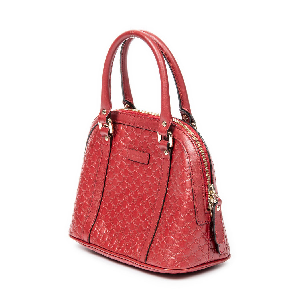 Shoulder Bag Mini Dome Tote Red Microguccissima Leather