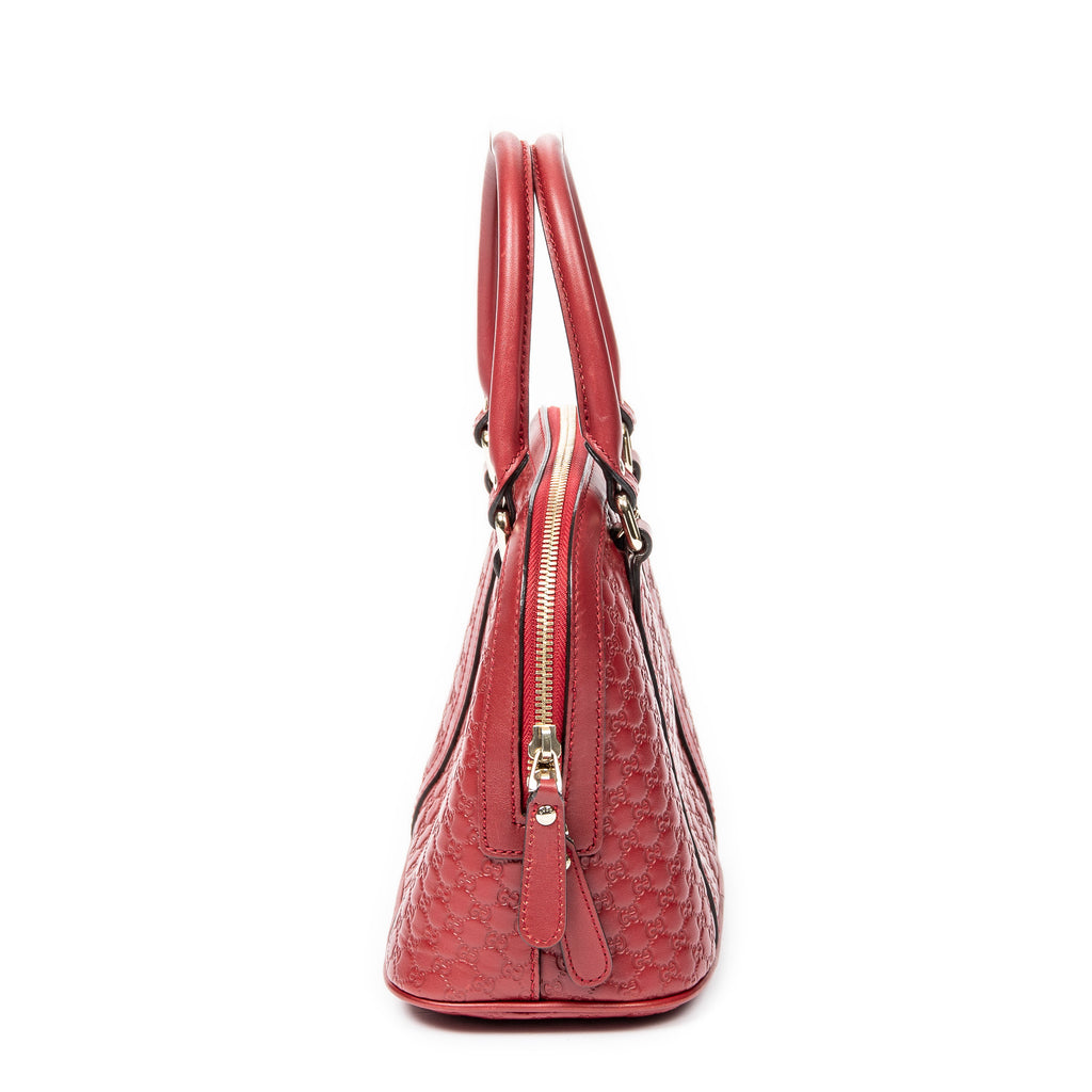Shoulder Bag Mini Dome Tote Red Microguccissima Leather