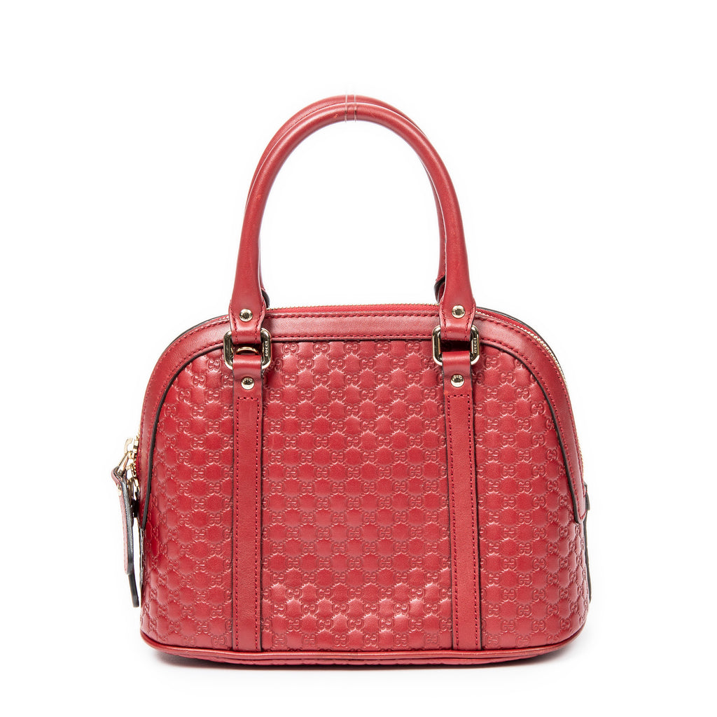 Shoulder Bag Mini Dome Tote Red Microguccissima Leather