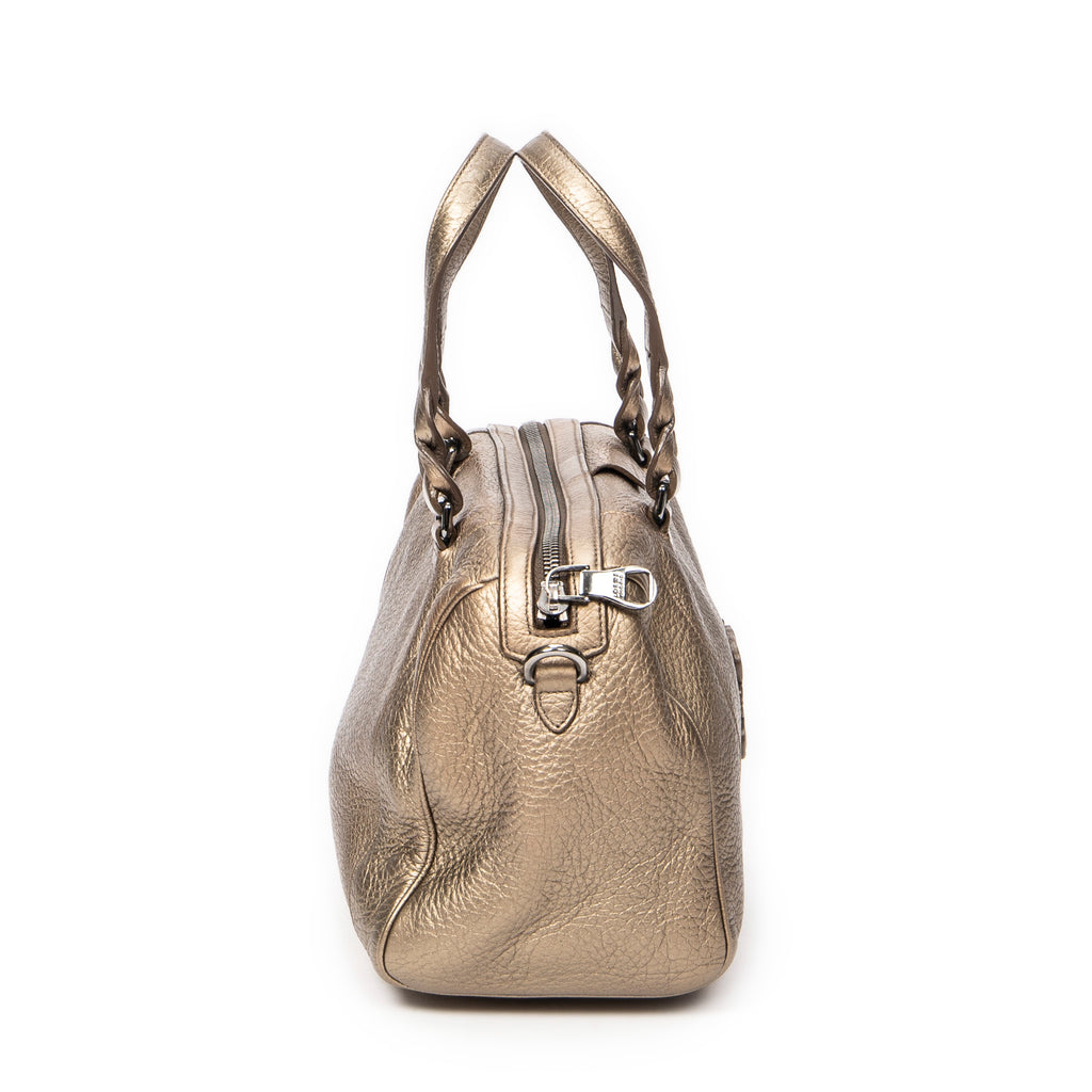 Shoulder Bag Small Anagram 2Way Boston Gold Grained Calfskin Leather