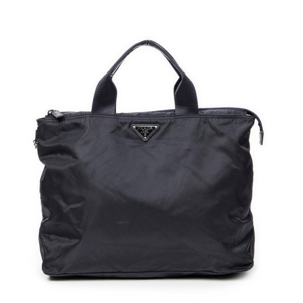 Shoulder Bag Convertible Square Zip Tote Navy Nylon Canvas