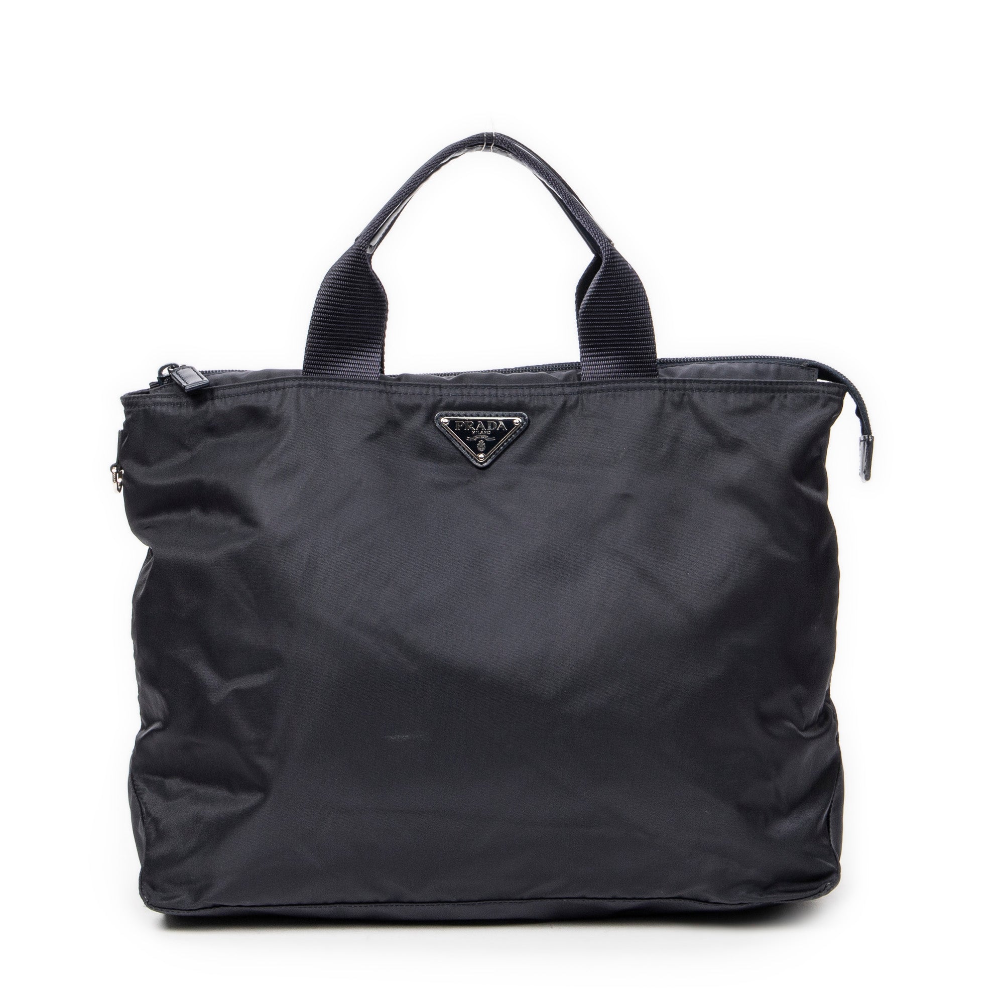 Shoulder Bag Convertible Square Zip Tote Navy Nylon Canvas