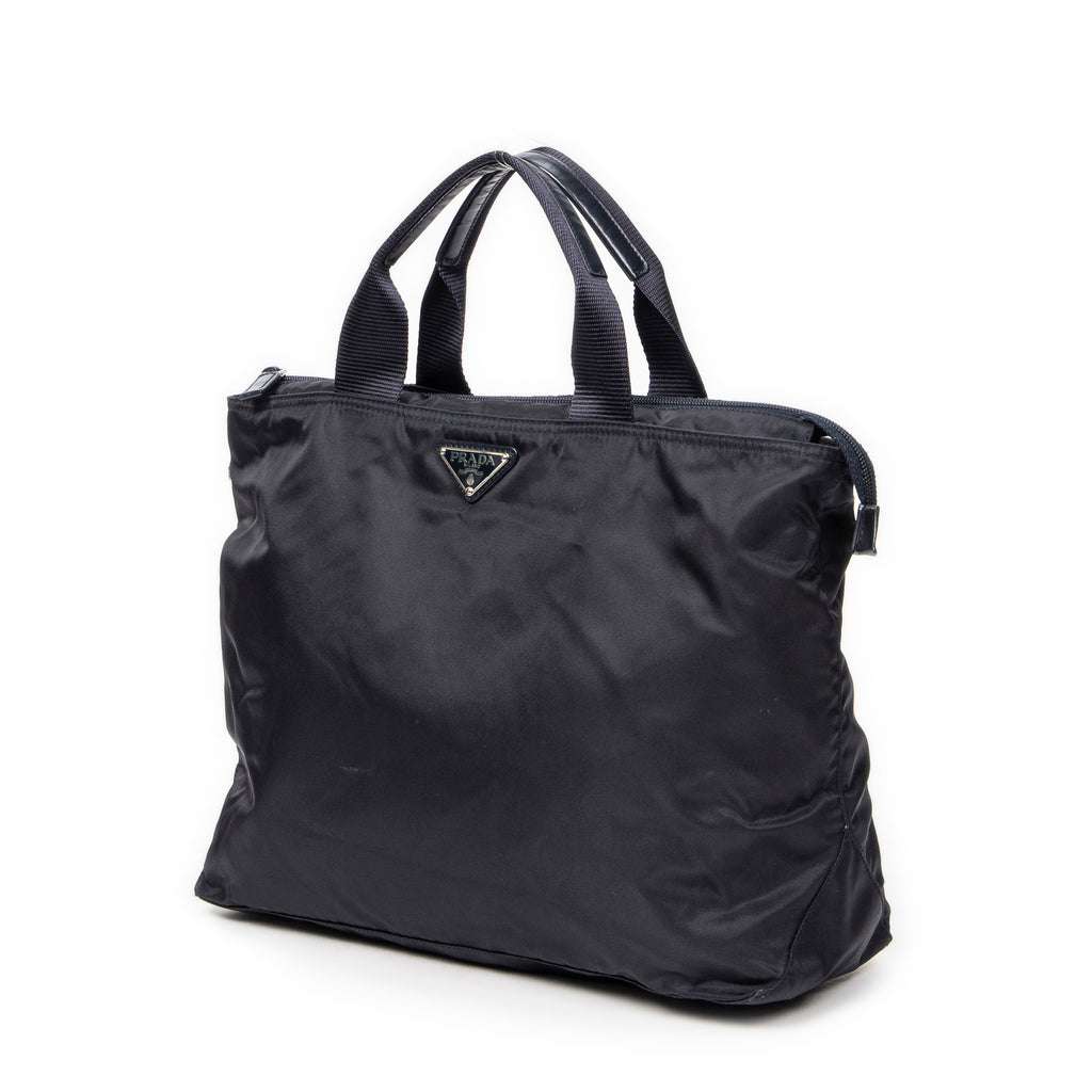 Shoulder Bag Convertible Square Zip Tote Navy Nylon Canvas