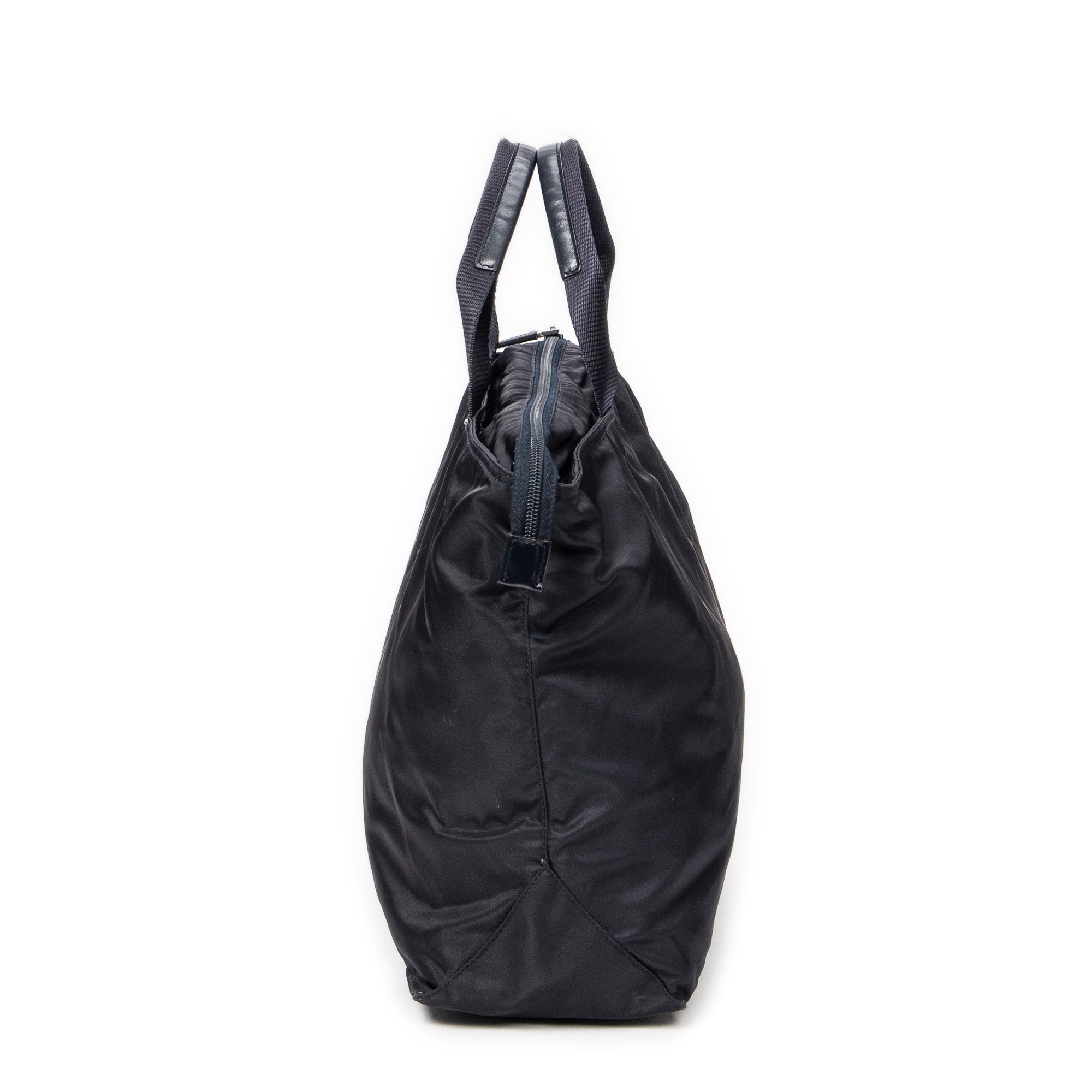 Shoulder Bag Convertible Square Zip Tote Navy Nylon Canvas