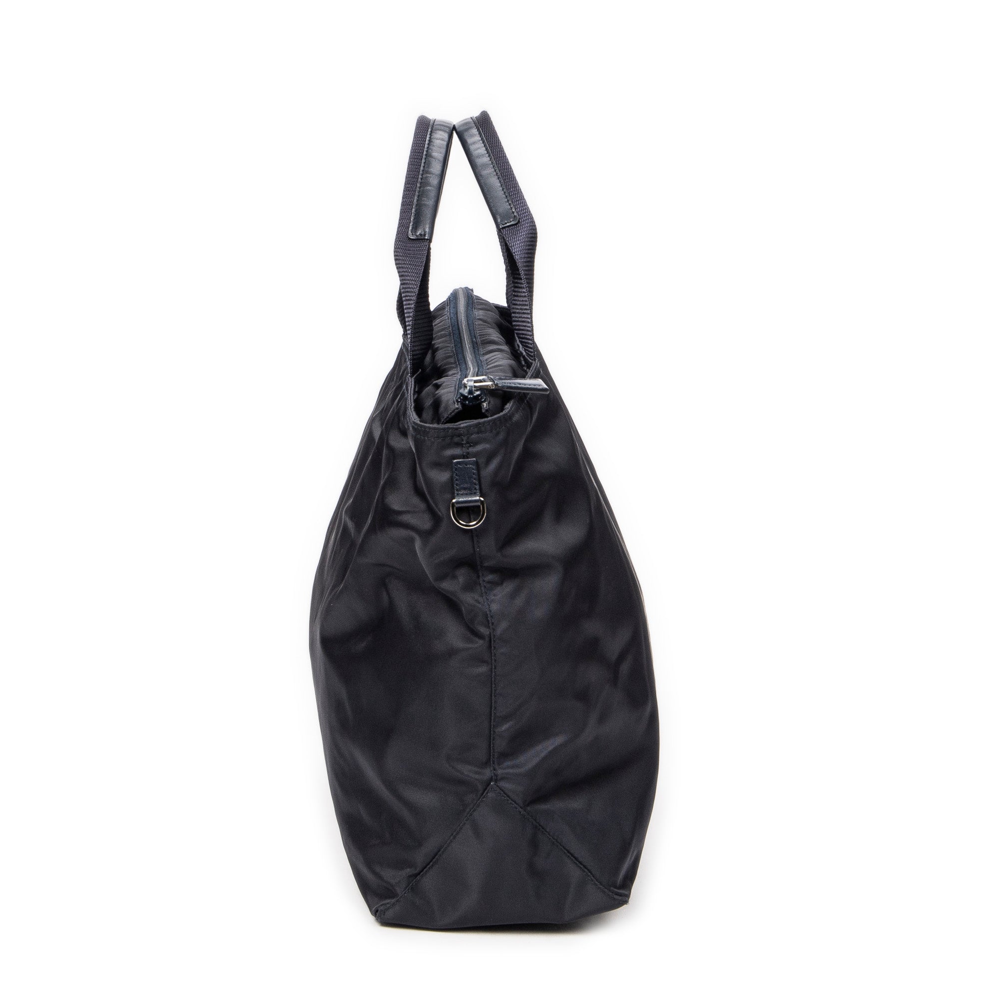 Shoulder Bag Convertible Square Zip Tote Navy Nylon Canvas