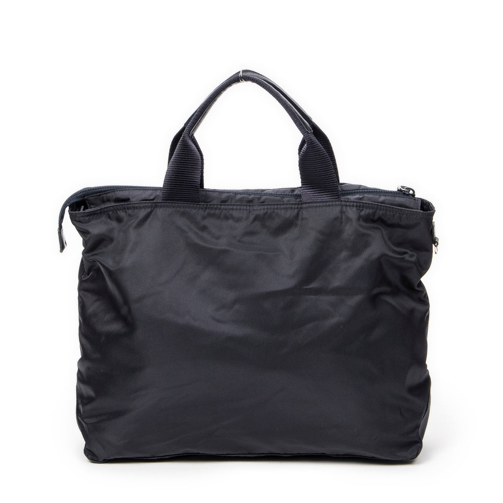 Shoulder Bag Convertible Square Zip Tote Navy Nylon Canvas