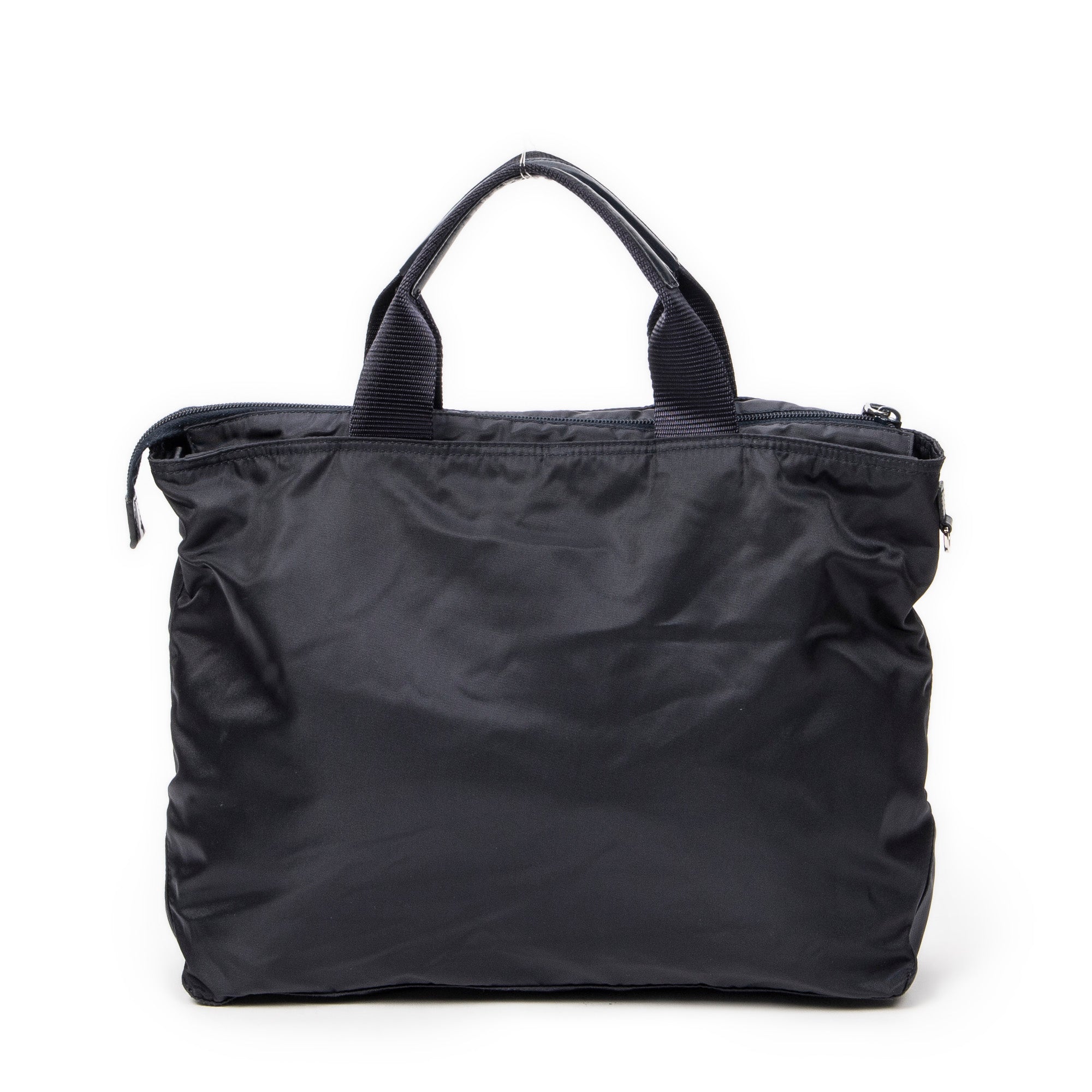 Shoulder Bag Convertible Square Zip Tote Navy Nylon Canvas