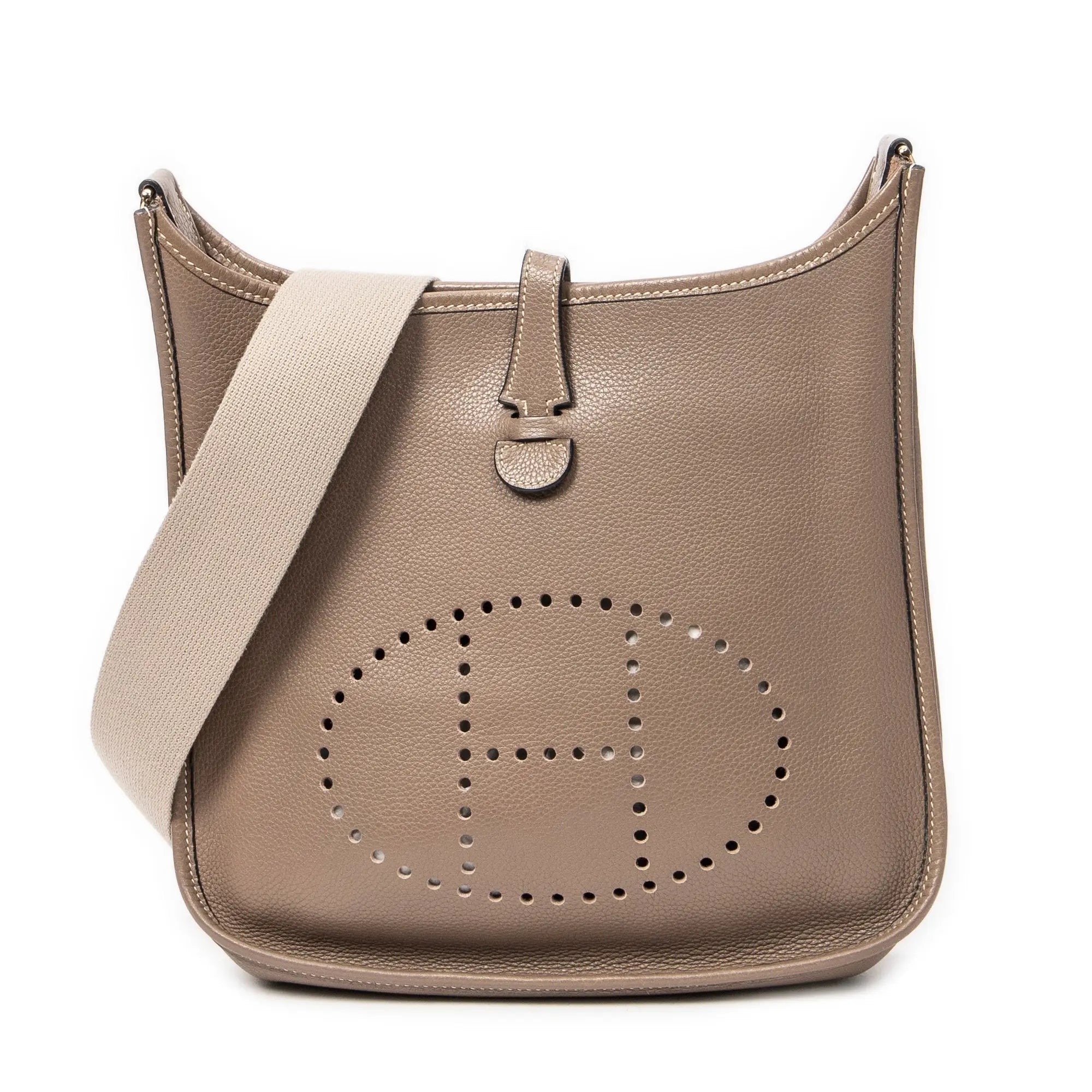 Sac bandoulière Evelyne I PM Étoupe Cuir Clémence