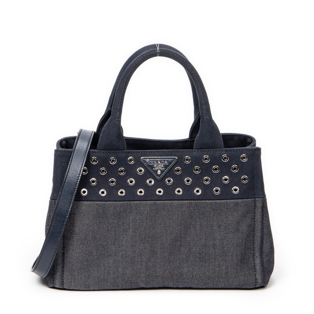 Shoulder Bag Small Grommet Canapa Tote Navy Canapa Canvas