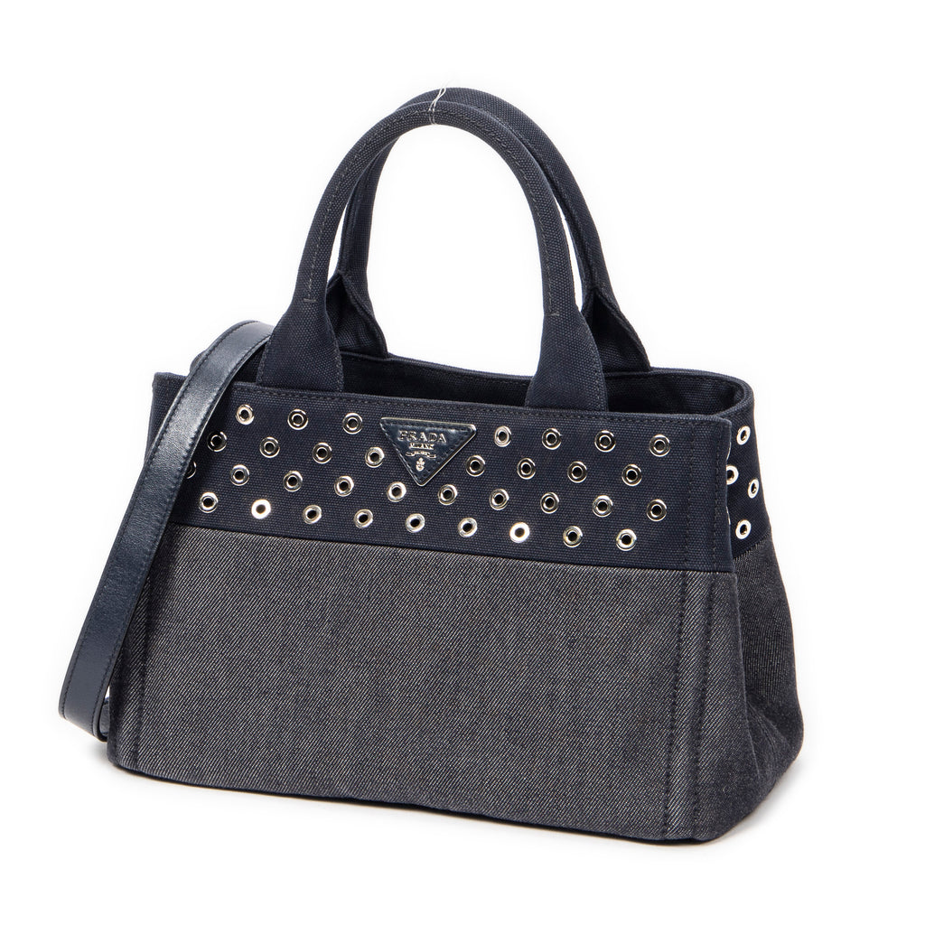 Shoulder Bag Small Grommet Canapa Tote Navy Canapa Canvas