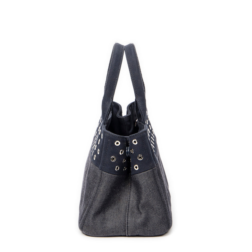 Shoulder Bag Small Grommet Canapa Tote Navy Canapa Canvas