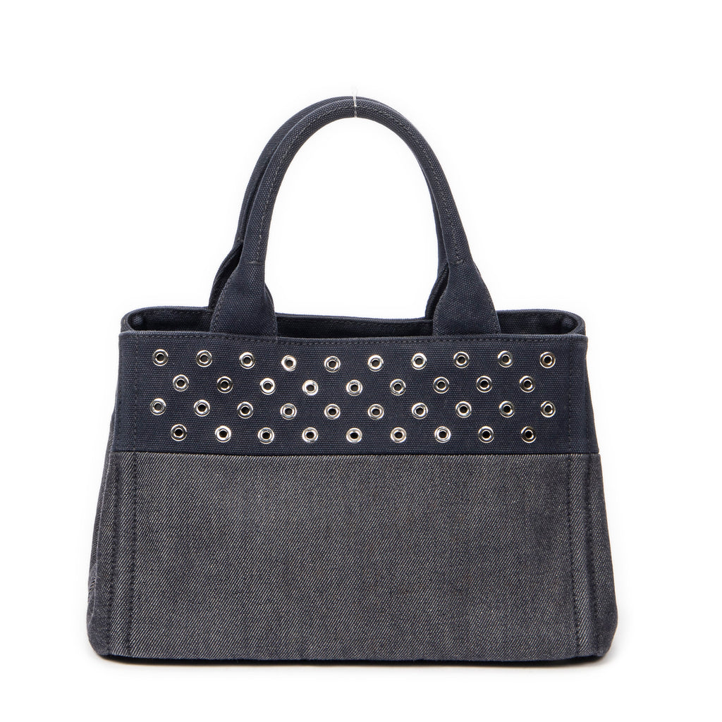 Shoulder Bag Small Grommet Canapa Tote Navy Canapa Canvas