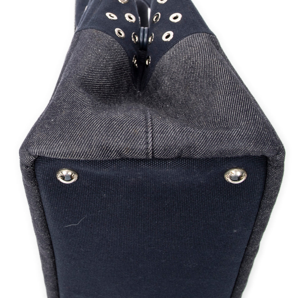 Shoulder Bag Small Grommet Canapa Tote Navy Canapa Canvas