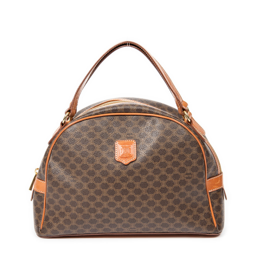 Handbag Dome Bowler Bag Brown Macadam Coated Canvas