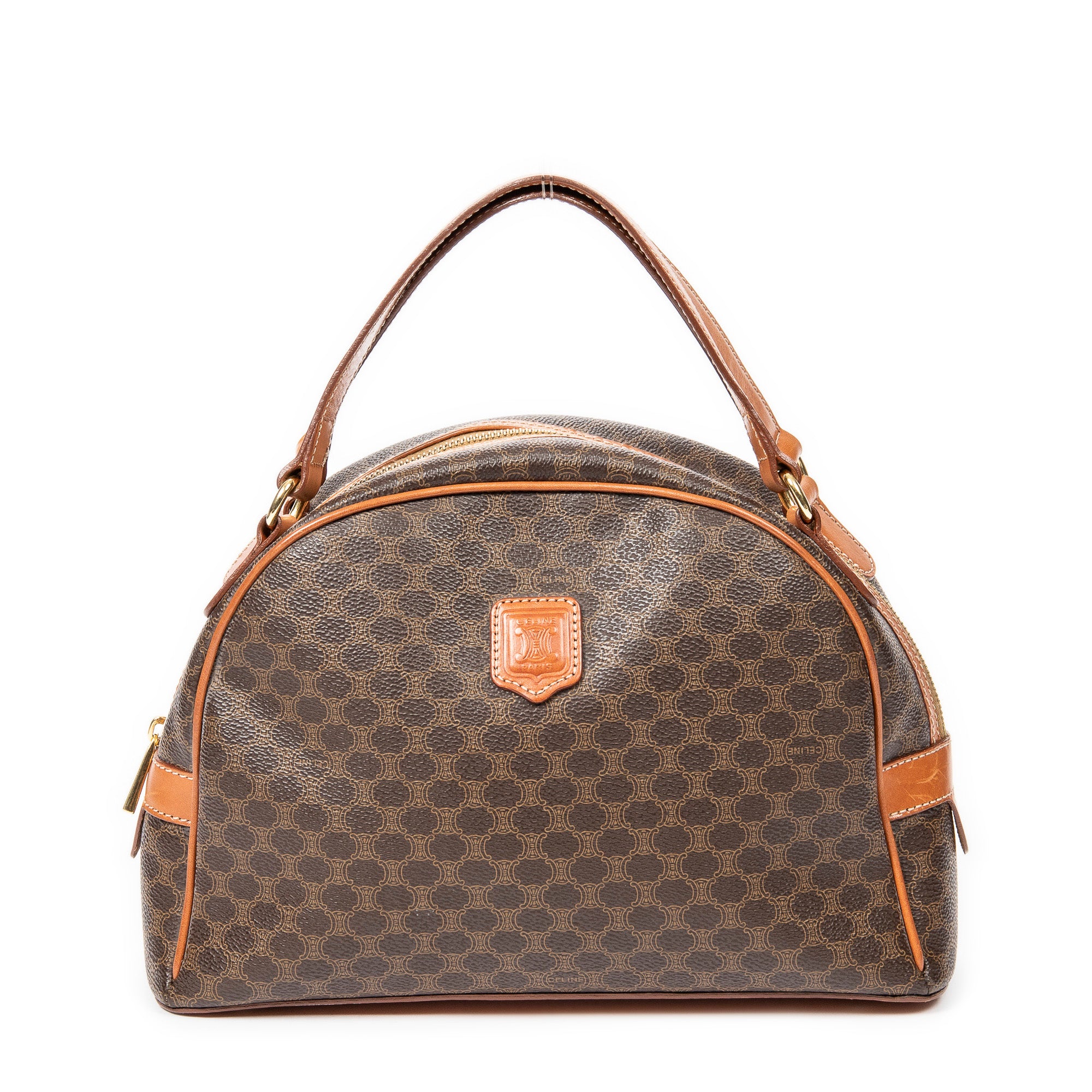 Handbag Dome Bowler Bag Brown Macadam Coated Canvas