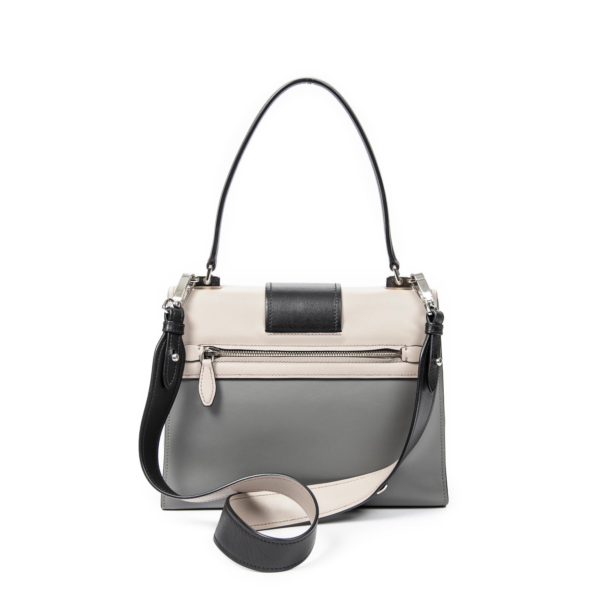 Shoulder Bag City Top Handle Bag Grey Calfskin Leather