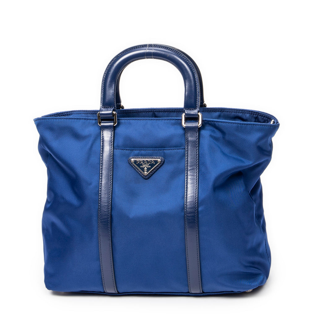 Shoulder Bag Small Convertible Zip Tote Blue Nylon Canvas