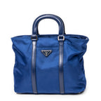 Shoulder Bag Small Convertible Zip Tote Blue Nylon Canvas