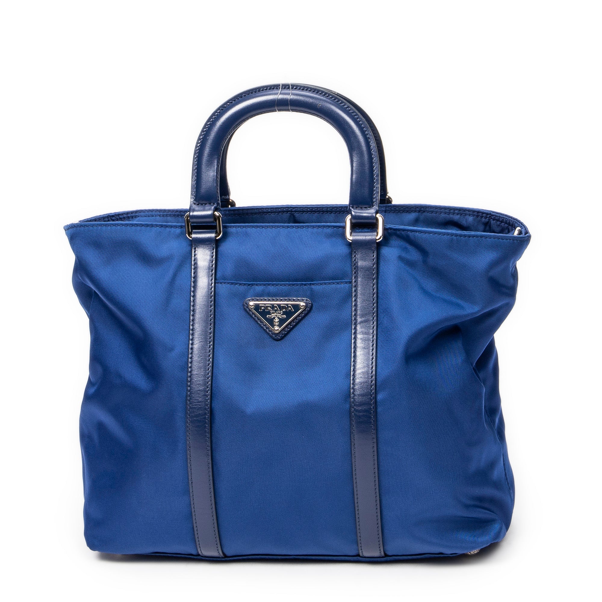 Shoulder Bag Small Convertible Zip Tote Blue Nylon Canvas