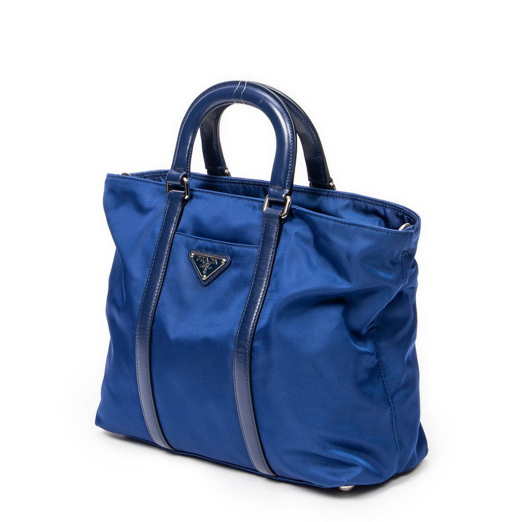 Shoulder Bag Small Convertible Zip Tote Blue Nylon Canvas