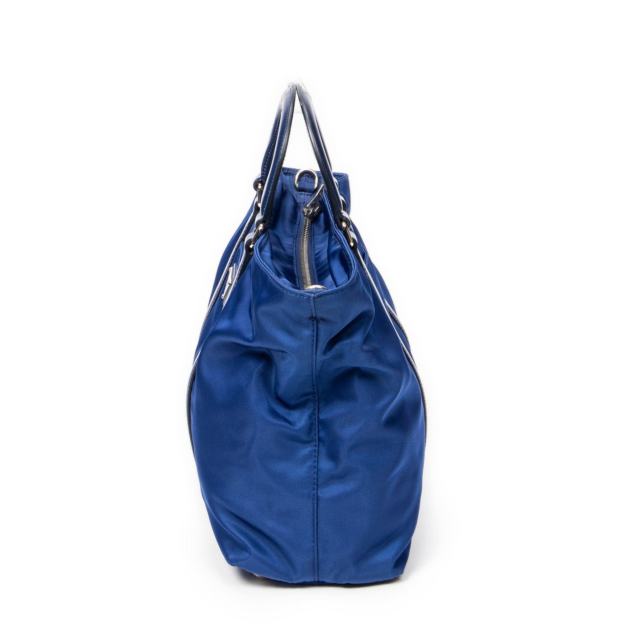 Shoulder Bag Small Convertible Zip Tote Blue Nylon Canvas
