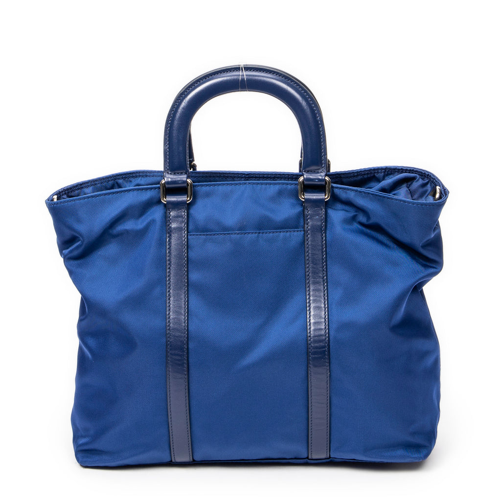 Shoulder Bag Small Convertible Zip Tote Blue Nylon Canvas