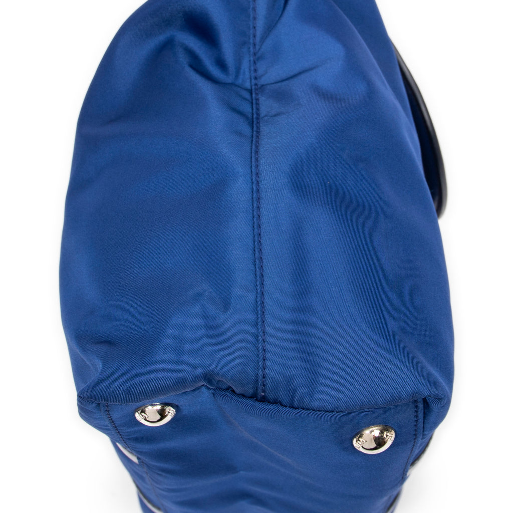 Shoulder Bag Small Convertible Zip Tote Blue Nylon Canvas